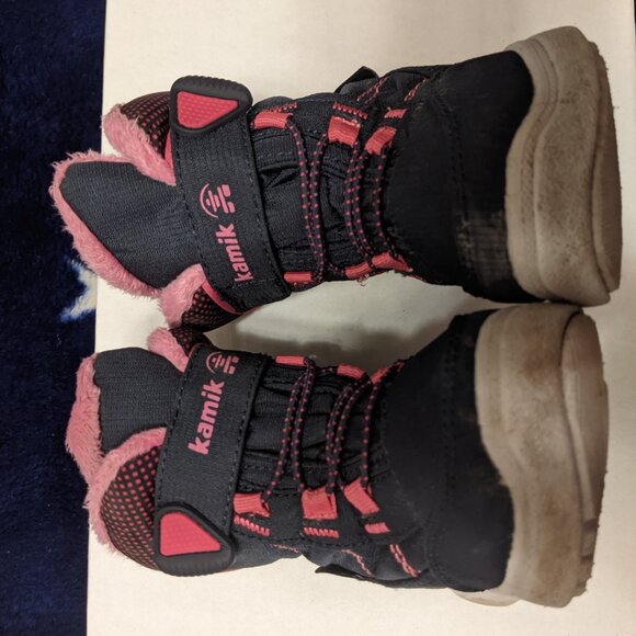 Kamik waterproof navy/magenta Stance 2 toddler boots - size US 6 - Picture 5 of 8